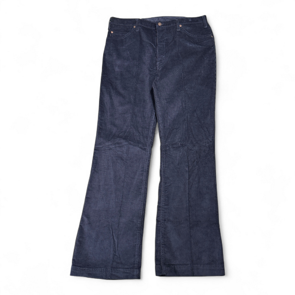 Vintage JC Penney Pants Mens 37x33 Blue Corduroy Plain Pockets Bootcut Tags 80s